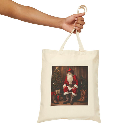 Cowboy Santa Canvas Tote