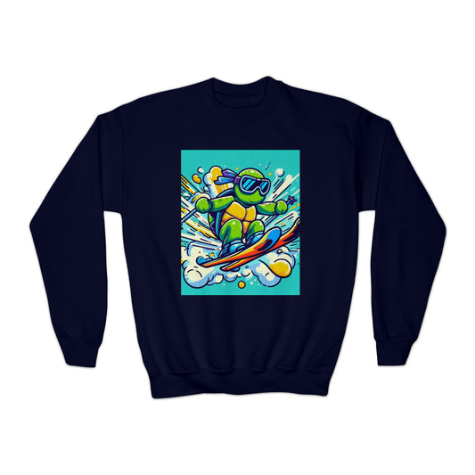 Skiing turtle youth Crewneck Sweatshirt